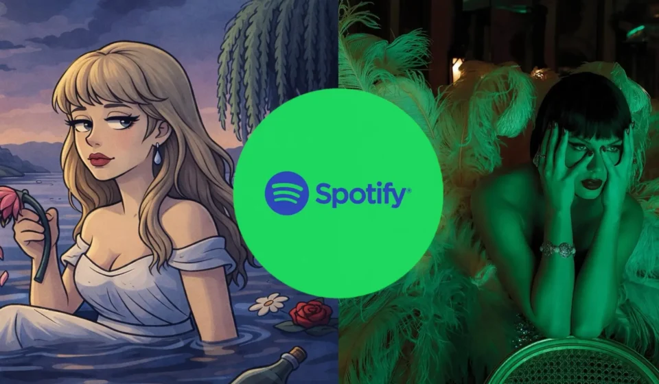 Taylor Swift cai, levanta e reassume o trono no Spotify global com “The Fate of Ophelia”